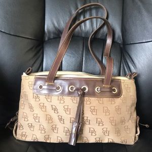 Dooney & Bourke Canvas Tassle Handbag Tote Purse